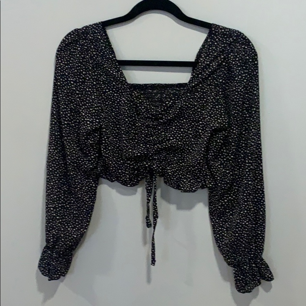 SHEIN Tie Front Polka Dotted Top